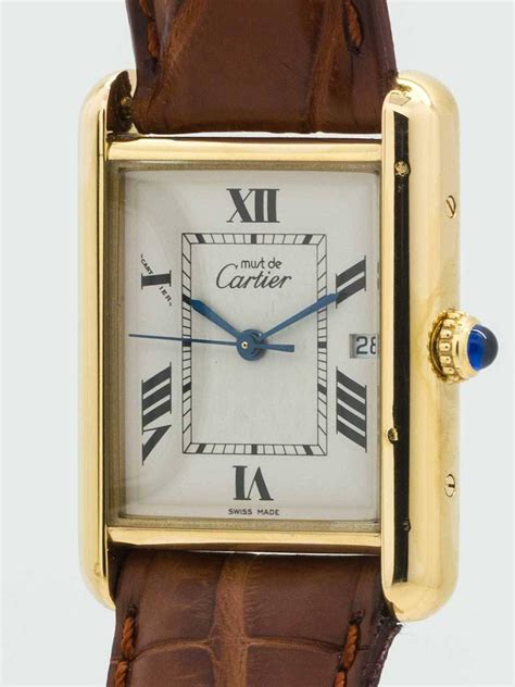 cartier vermeil quartz|cartier tank must large size.